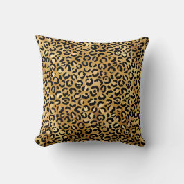 Leopard Spots Gold Black Animal Print Muster Kissen