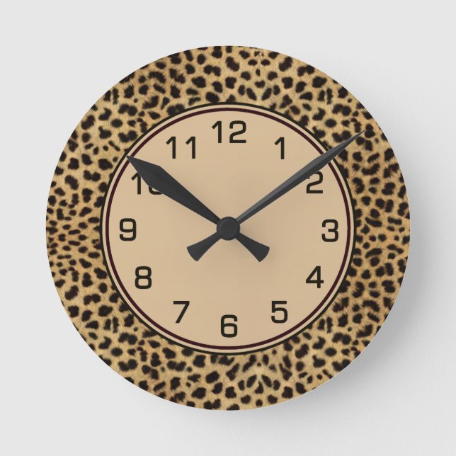 Leopard Spots Hautzahlen Runde Wanduhr (Vorderseite)