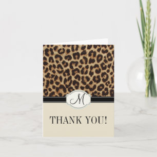Leopard Spots Monogram Thank You Dankeskarte