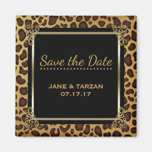 Leopard Spots Muster Elegantes Gold Save the Date Magnet