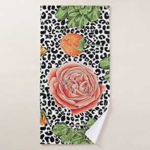 Leopard-Spots Orangefarbenes Tiermuster Badehandtuch