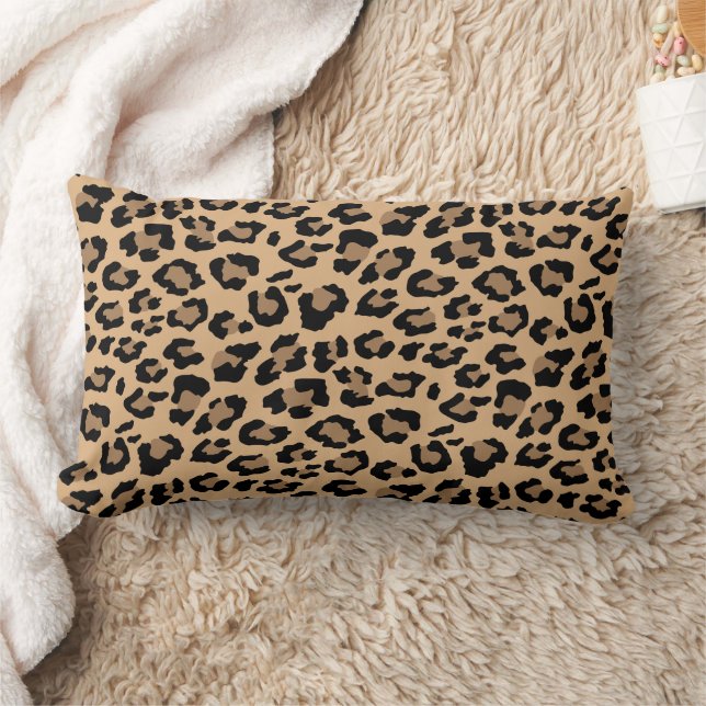 Leopard Spots Tan Brown Animal Print Muster Lendenkissen (Decke)