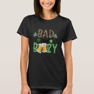 Leopard St Patrick's Day Bad and Boozy Biertrinkki T-Shirt