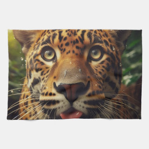 Leopard Stares beim Wasserlappen im Dschungel Geschirrtuch