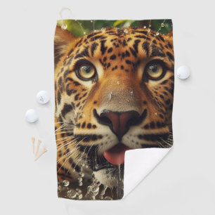 Leopard Stares beim Wasserlappen im Dschungel Golfhandtuch