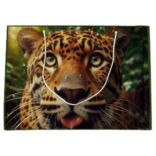 Leopard Stares beim Wasserlappen im Dschungel Große Geschenktüte