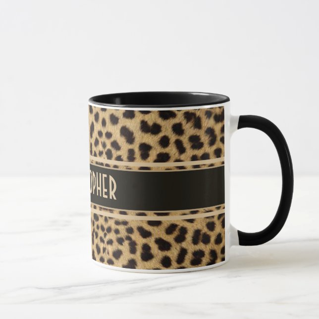 Leopard-Stellen-Haut-Druck personalisiert Tasse (Rechts)