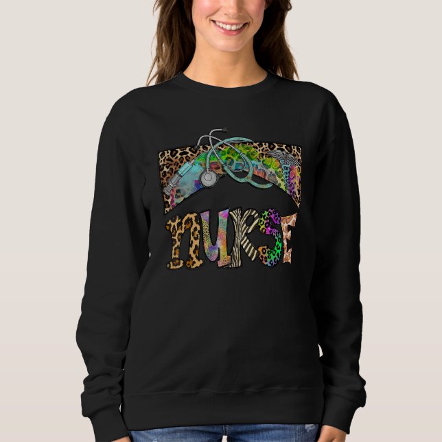 Leopard-Stethoskop Krankenschwester Leben Western  Sweatshirt (Vorderseite)