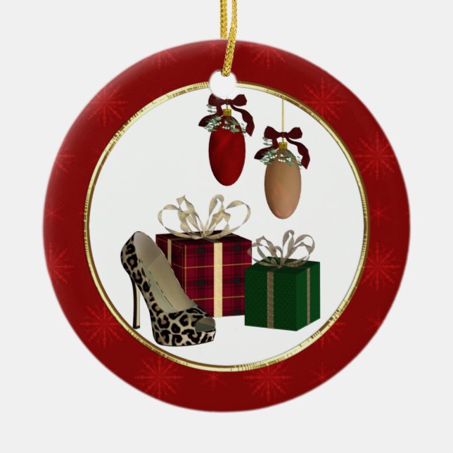 Leopard Stiletto gibt Personalisiertes Ornament (Vorne)