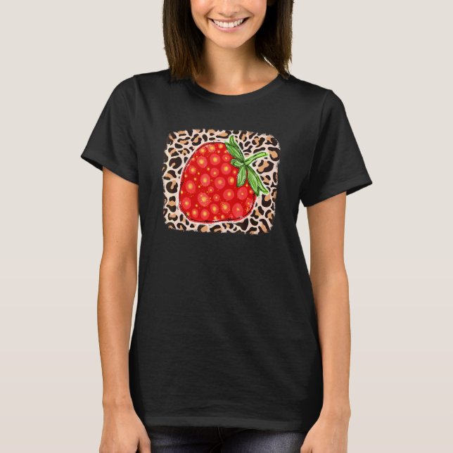 Leopard Strawberry Liebe Frucht lächelnder Bauer S T-Shirt (Vorderseite)
