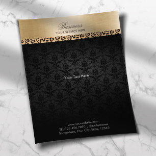 Leopard Striped Dark Damask Gold Border Salon Well Flyer