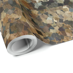 Leopard Style Brown Black Square Muster Geschenkpapier