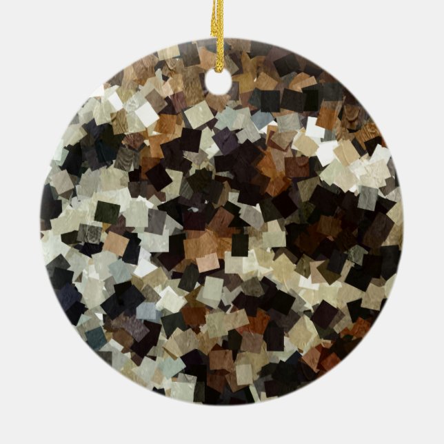 Leopard Style Brown Black Square Muster Keramikornament (Hinten)