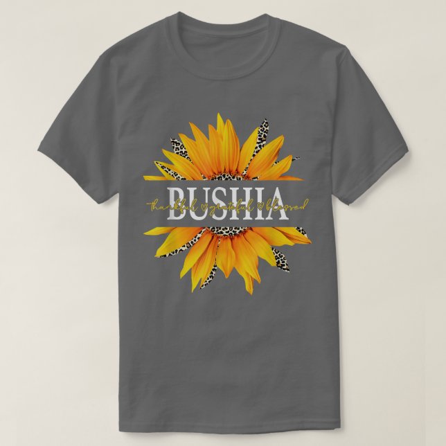 Leopard Sunflower Bushia Dankbarkeit Dankbar, gese T-Shirt (Design vorne)