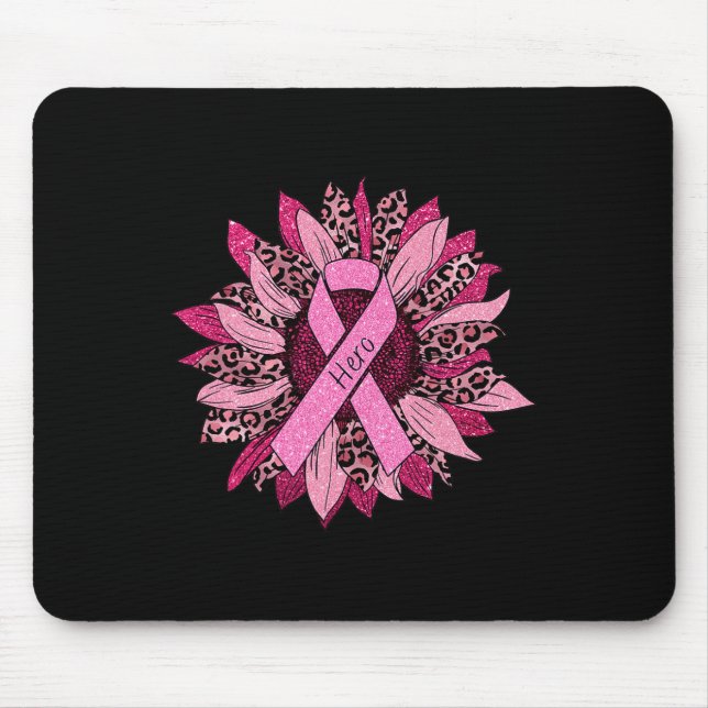 Leopard Sunflower Cheetah Brustkrebs Bewusstsein Mousepad (Vorne)