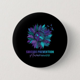 Leopard Sunflower Suicide Prevention Awareness Day Button
