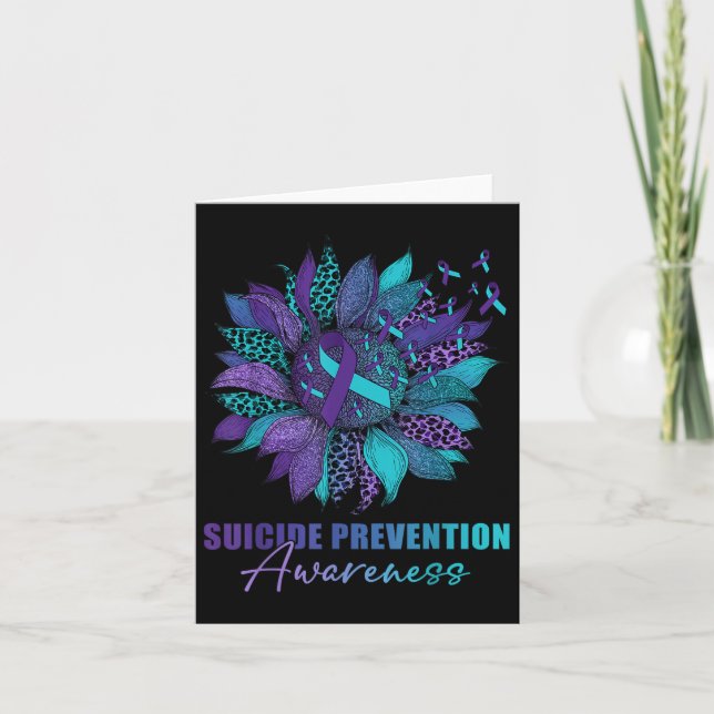 Leopard Sunflower Suicide Prevention Awareness Day Karte (Vorderseite)
