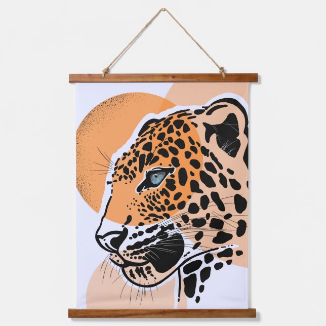Leopard Tapestry - kühne Jungle-Tiermauer hängen Wandteppich Mit Holzrahmen (Vorderseite)