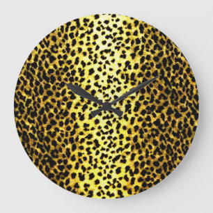 Leopard-Tapete Große Wanduhr