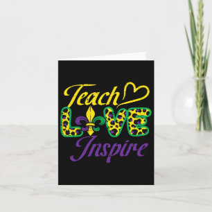 Leopard Teach Liebe Inspirierte Mardi Gras Teacher Karte