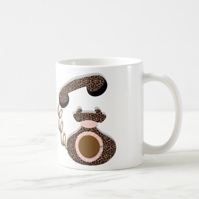 Leopard-Telefon mit Bogen Tasse (Rechts)