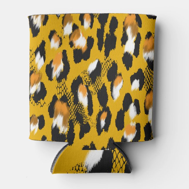 Leopard Texture Animal Print Hintergrund Dosenkühler (Vorderseite)