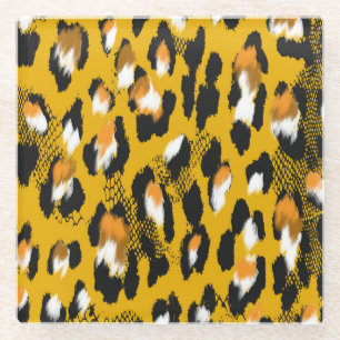 Leopard Texture Animal Print Hintergrund Glasuntersetzer