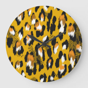 Leopard Texture Animal Print Hintergrund Große Wanduhr