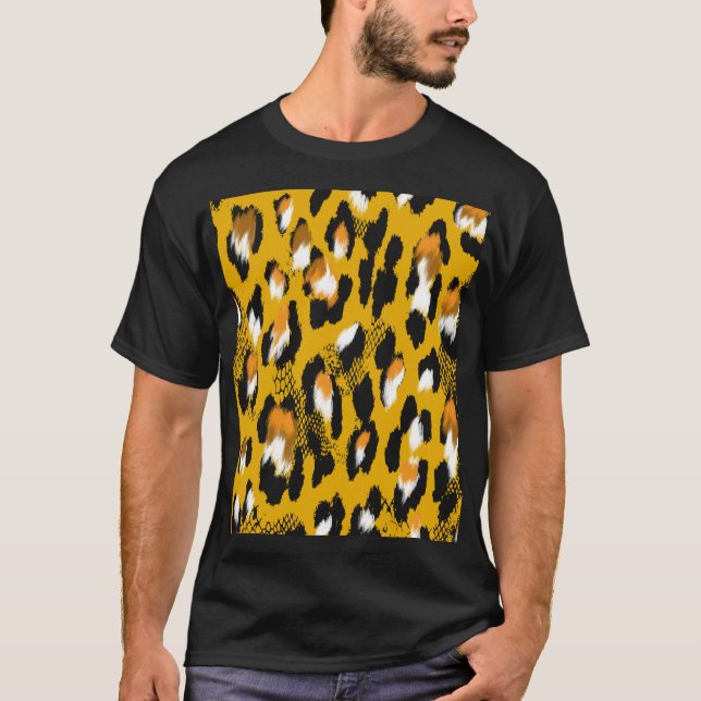 Leopard Texture Animal Print Hintergrund T-Shirt (Vorderseite)