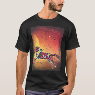 Leopard Tie Dye Tiedye Pferd Springt Mond Surreal  T-Shirt