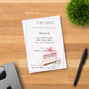 Leopard-Tier Rosa Herz Kuchen Geburtstag Acryleinladungen