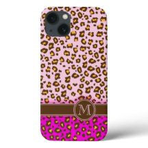 Leopard-Tierabdruck Rosa-Monogramm-iPhone-Gehäuse
