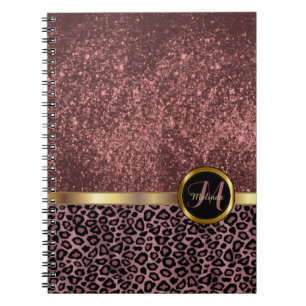 Leopard-Tierausdruck mit Rose Gold Glitzer Notizblock