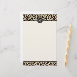 Leopard-Tierdruck mit schwarzem Faux-Folien-Monogr Briefpapier