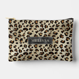 Leopard-Tierdruck mit schwarzer Faux-Folie und Nam Zubehörtasche