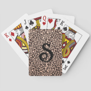 Leopard-Tierdruck Monogramm Kartenspiel Spielkarten