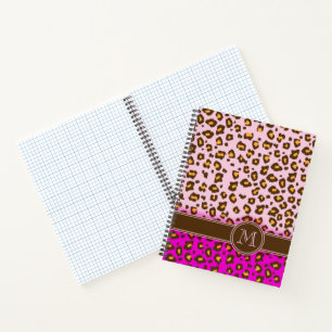 Leopard-Tierdruck rosa braun Monogramm schnell Ref Notizbuch