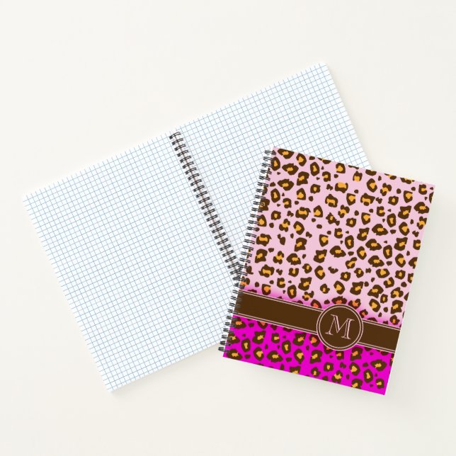 Leopard-Tierdruck rosa braun Monogramm schnell Ref Notizbuch (Innenseite)