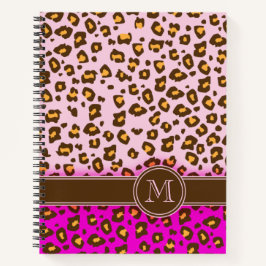 Leopard-Tierdruck rosa braun Monogramm schnell Ref Notizbuch