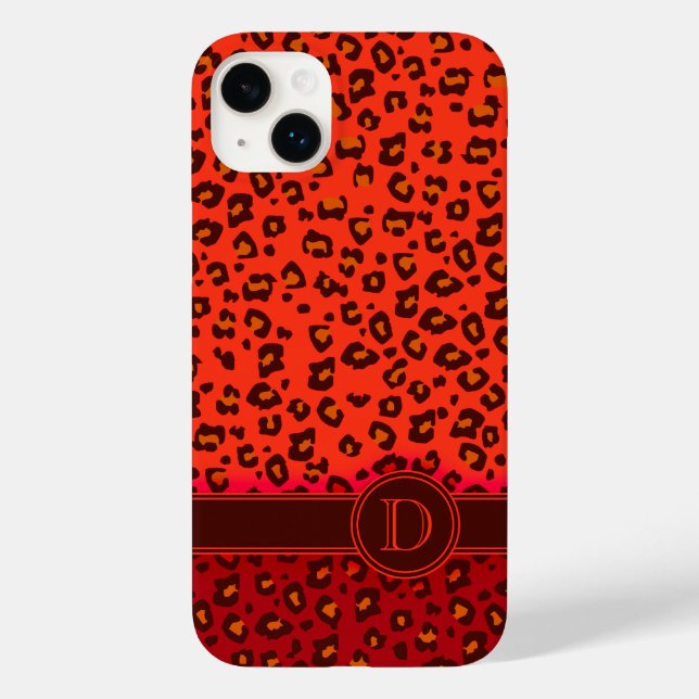 Leopard-Tierdruck Rot-Monogramm-iPhone-Gehäuse Case-Mate iPhone Hülle (Rückseite)