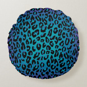 Leopard-Tierdruck Stylisches Lila Ombre Rundes Kissen