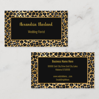 LEOPARD TIERDRUCKGOLD BLACK BUSINESS CARD VISITENKARTE