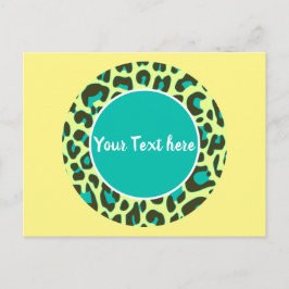 Leopard Tierdruckmuster Circle Yellow Aquamarin Postkarte