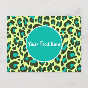 Leopard Tierdruckmuster Circle Yellow Aquamarin Postkarte