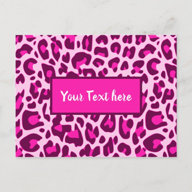 Leopard-Tierdruckmuster in hellrosa Farbe Postkarte (Vorderseite)