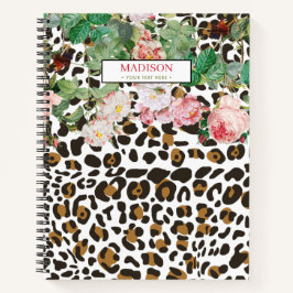 Leopard Tierdruckmuster Vintag florale Notizbuch