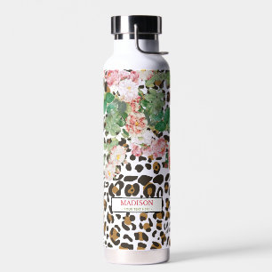 Leopard Tierdruckmuster Vintag florale Trinkflasche