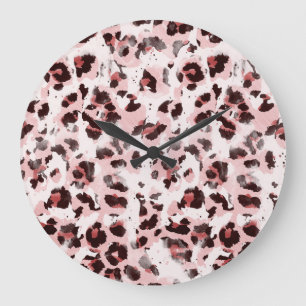 Leopard Tierhaut: Gefärbte Krawatte Elegance. Große Wanduhr