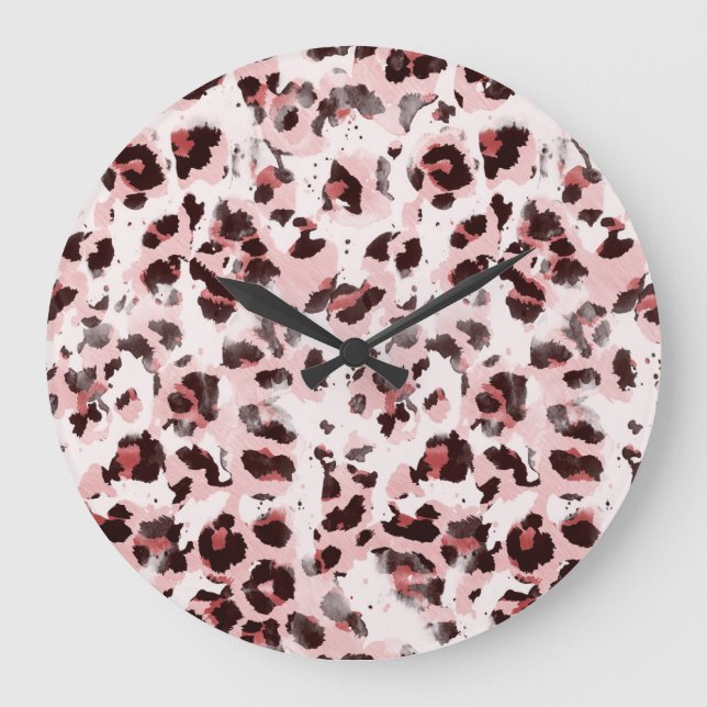Leopard Tierhaut: Gefärbte Krawatte Elegance. Große Wanduhr (Vorderseite)