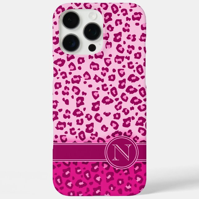 Leopard, tierischer Aufdruck rosa Monogramm Case-Mate iPhone Hülle (Rückseite)